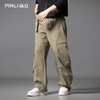 PINLI品立春季新款设计感褶皱直筒工装裤男士户外休闲长裤潮GD253117019 商品缩略图2