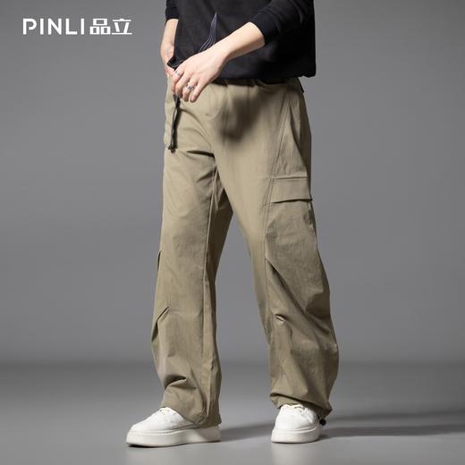 PINLI品立春季新款设计感褶皱直筒工装裤男士户外休闲长裤潮GD253117019 商品图2