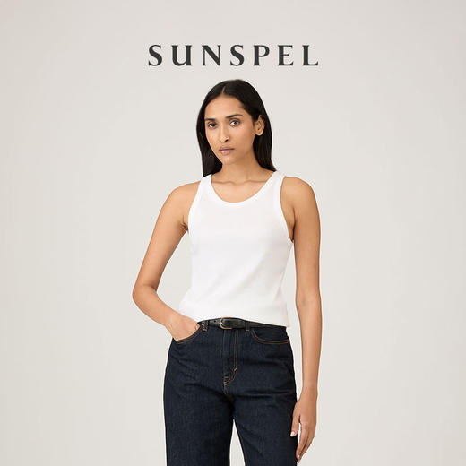 SUNSPEL女士经典款匹马棉罗纹打底背心春夏舒适简约 商品图1
