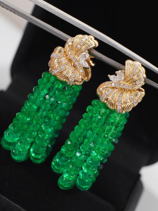 30ct算盘珠祖母绿耳坠 商品图0