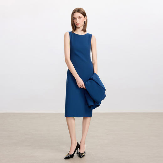 IWY/气质干练无袖连衣裙女高级感蓝色通勤西装内搭职业裙工作服Q1439 商品图2