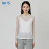 NUTS商场同款秋季白色气质设计感网纱透视长袖T恤女231023147B 商品缩略图0