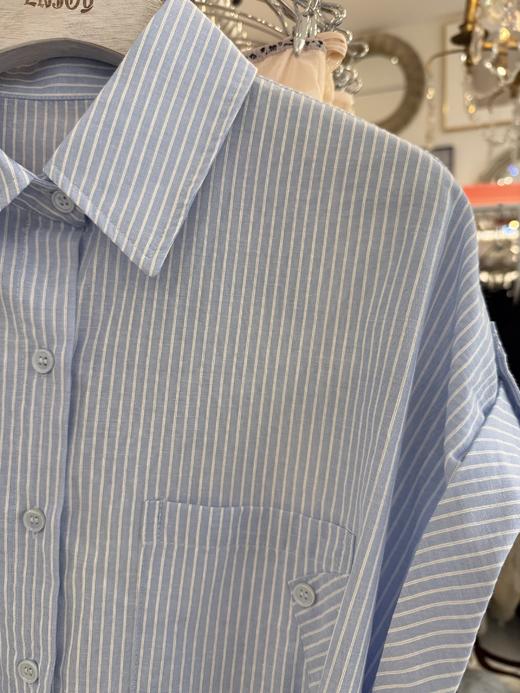 【门店同款】ENJOY夏季收腰抽绳条纹衬衫 162796558 商品图1