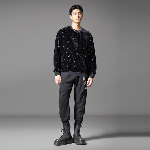 PINLI品立2025秋季新款松紧腰肌理针织提花束脚休闲长裤青年男裤B253117031 商品图4