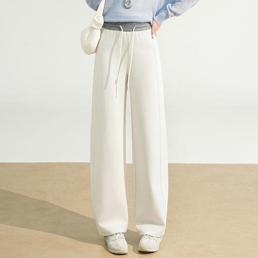 XS5307松紧腰长款休闲运动裤垂感修身直筒裤2025年秋款显瘦时尚阔腿裤女 商品图2