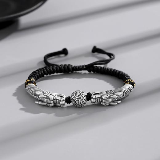 Winy 999足银双龙戏珠手链配证书送男友生日节日礼物 商品图0