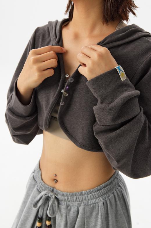 CryingCenter连帽纽扣短款长袖上衣休闲宽松开衫 哭喊中心 商品图2