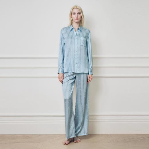 Solo seta22姆米女士真丝睡衣桑蚕丝印花衬衫长裤2025丝绸秋新款 商品图1