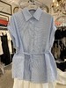 【门店同款】ENJOY夏季收腰抽绳条纹衬衫 162796558 商品缩略图0