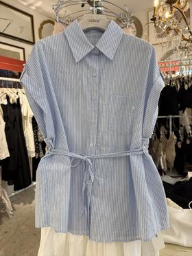 【门店同款】ENJOY夏季收腰抽绳条纹衬衫 162796558