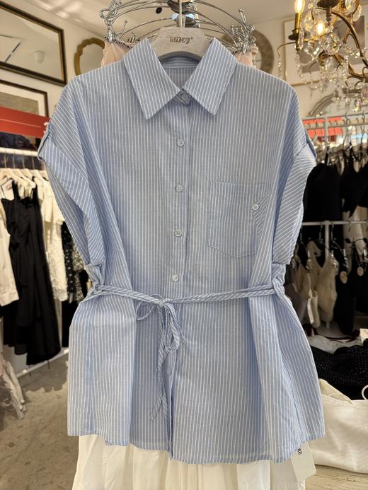 【门店同款】ENJOY夏季收腰抽绳条纹衬衫 162796558 商品图0