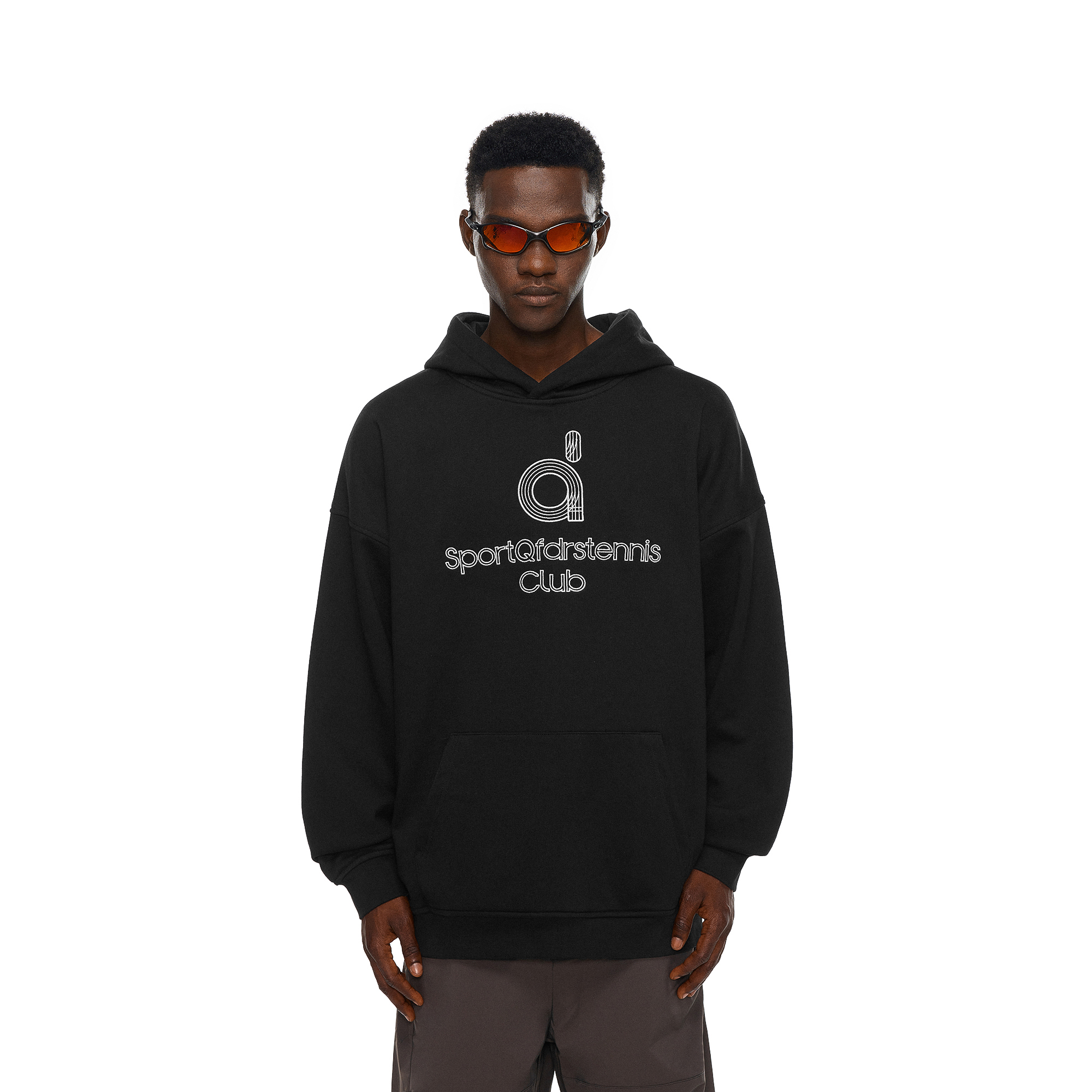 FDR官方店 跑道d字绣花运动宽松连帽卫衣男女秋季情侣装帽衫上衣