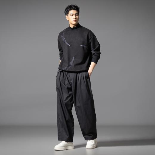 PINLI品立春夏新款宽松直筒休闲长裤男士纯色百搭潮流弯刀裤GD253117013 商品图1