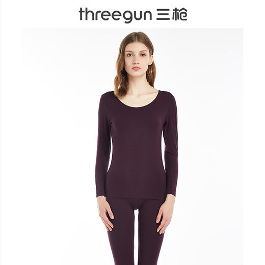 Threegun三枪 维耐寒薄加暖圆领女士打底衫-23086A921 商品图6