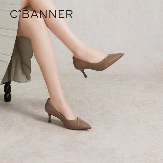 【静音系列】千百度裸色细高跟鞋春季法式单鞋女通勤羊皮A24105438 商品图4