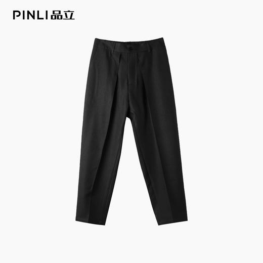 PINLI品立春季新款通勤暗纹捏褶休闲裤男士潮牌百搭简约长裤B253117034 商品图4