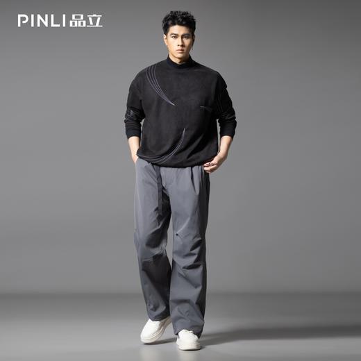 PINLI品立2025秋季新款褶皱直筒伞兵裤潮牌男士宽松百搭休闲长裤GD253117011 商品图2