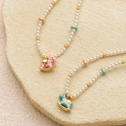 Manreya玛芮雅时光木马贝珠项链锁骨链女旋转木马珍珠项链 商品图7