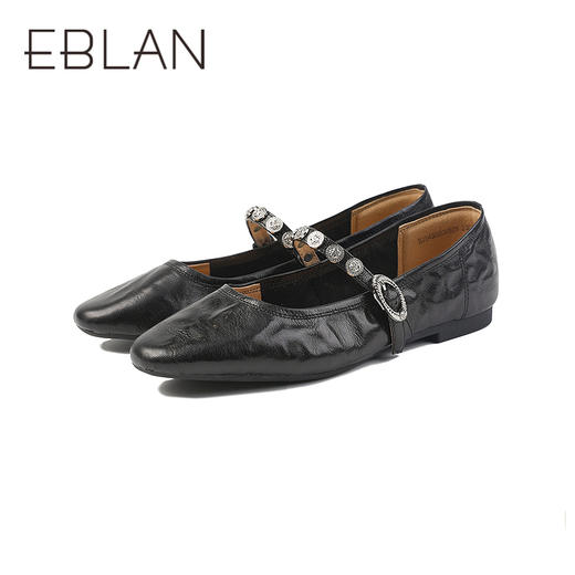 伊伴秋季玛丽珍文艺玫瑰饰扣松弛低跟舒软玛丽珍B25430808 商品图4