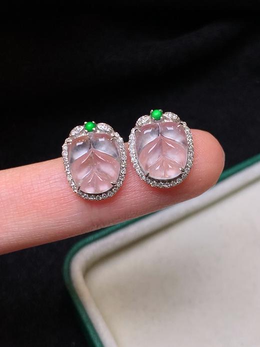 叶子翡翠耳钉 商品图0