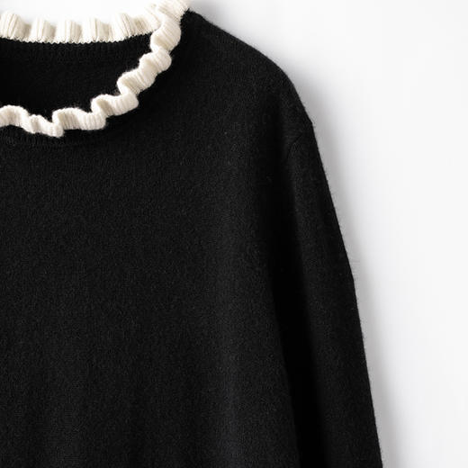 花仙女王 显瘦神器！木耳花边领山羊绒毛衣连衣裙女 商品图3