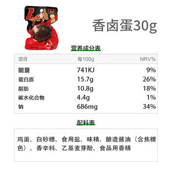 乡吧佬卤蛋正宗乡巴佬小零食方便速即食熟鸡蛋泡面搭档独立包装30g*20袋 /休闲食品 /蛋类制品 /鸡蛋类 商品图1