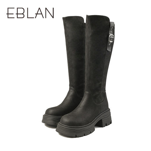 伊伴冬季显瘦弹力高跟长靴女时尚休闲鞋B25561027 商品图4