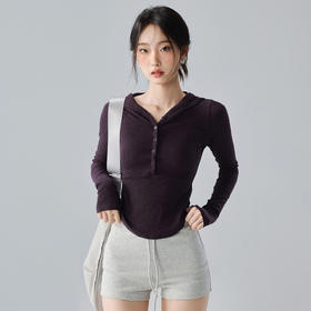 跃牌【禅语梵心】竹节螺纹帽衫显瘦上衣外穿健身服跑步瑜伽长袖显瘦亨利运动TCX5568