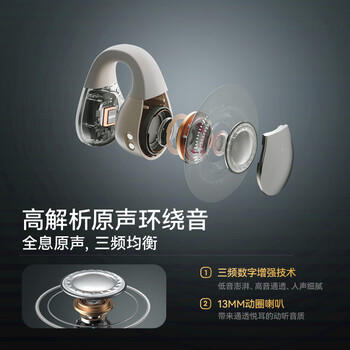 山水（SANSUI）【久戴也舒适】W90蓝牙耳机不入耳开放式骨传导概念无线耳夹式夹耳运动适用于华为小米苹果白 /数码 /影音娱乐 /蓝牙/无线耳机 商品图2