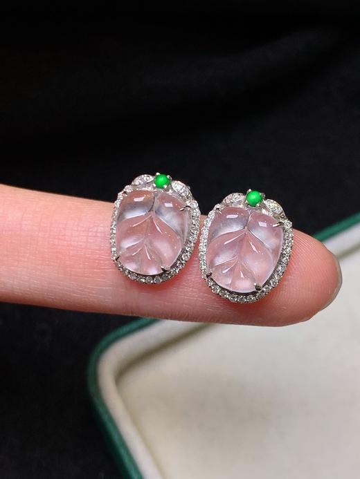 叶子翡翠耳钉 商品图2