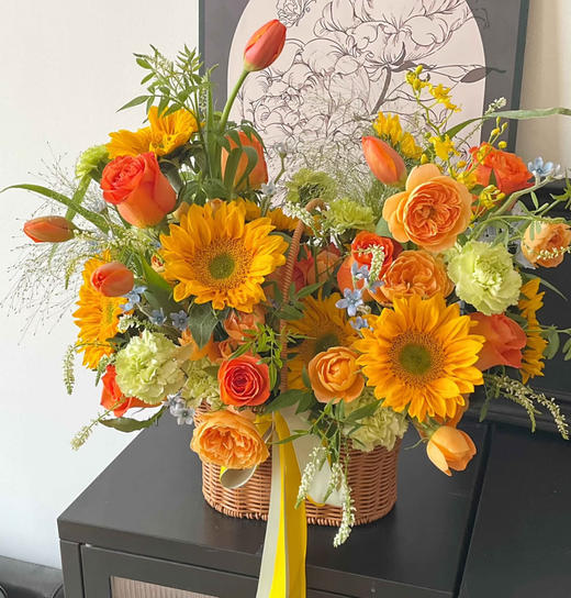 橙色系手提花篮 商品图0