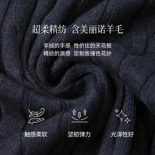 【严选】诗凡黎全羊毛绞花Polo领针织衫2025秋新款显瘦修身百搭时尚上衣女7G8332741 商品图2