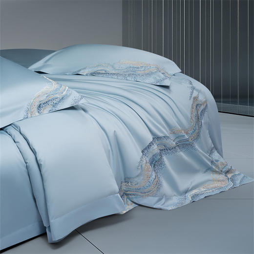 自然醒100支长绒棉高奢系列四件套新疆棉全棉纯棉刺绣被套床单高端床上用品GDS 商品图4