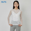 NUTS商场同款秋季白色气质设计感网纱透视长袖T恤女231023147B 商品缩略图2