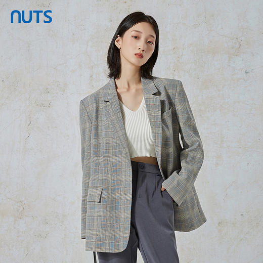 NUTS商场同款春秋季时尚简约通勤宽松复古西装外套女231048126B 商品图0