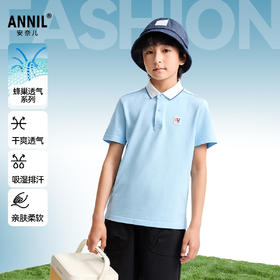 男童翻领短袖针织衫夏季新款安奈儿童装EB521201