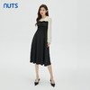NUTS商场同款春秋季设计感气质圆领撞色高腰长袖连衣裙女331102118 商品缩略图1