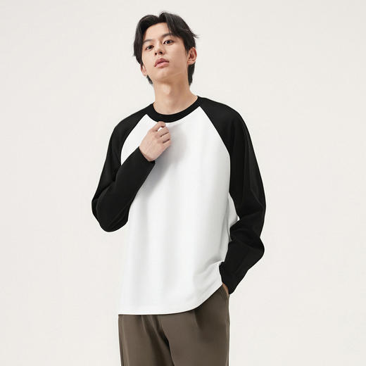 gxg.jeans男装 多色插肩袖基础打底长袖T恤男女同款情侣长袖T  25秋热卖 商品图2