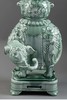 独角鹿西洋古董法国陶艺大师Théodore Deck签名出品东方风格缠枝花叶纹装饰太平有象造型冰裂纹青釉瓷瓶 商品缩略图3