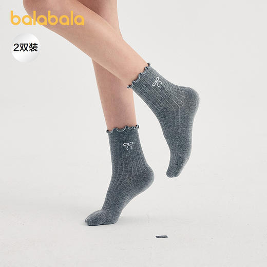 【商场同款】巴拉巴拉女童袜子秋季新品儿童短袜蝴蝶结甜美两双装 商品图0