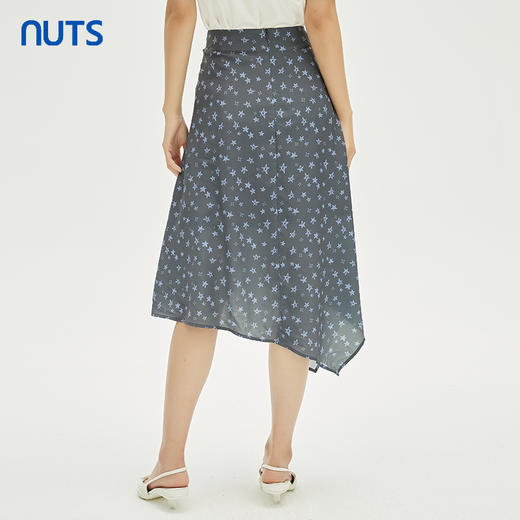 NUTS商场同款夏季设计感高腰不规则显瘦褶皱半身长裙女332061036 商品图4