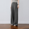 【严选】【小凉风】诗凡黎灰色直筒阔腿休闲裤松紧腰通勤百搭舒适黑色长裤7G3150921 商品缩略图2