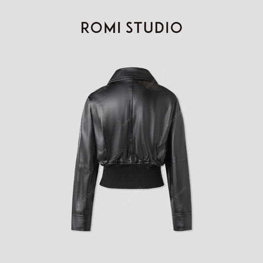 ROMI STUDIO“棕标甄选”英国进口羊皮革细腻肌理短皮衣RWCWWG5702  商品图1