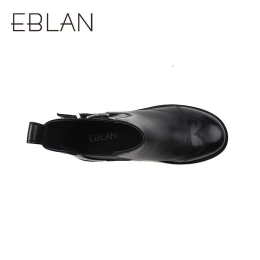 伊伴冬季英伦风鞋头高级头层小牛皮鞋面女鞋B25550703 商品图2