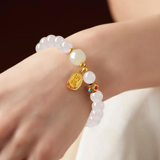 平安纳福和田玉白玉手串8mm 商品图2
