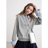 三彩2025冬季新款假两件条纹翻领绣花休闲卫衣加绒宽松落肩袖女M 商品缩略图2