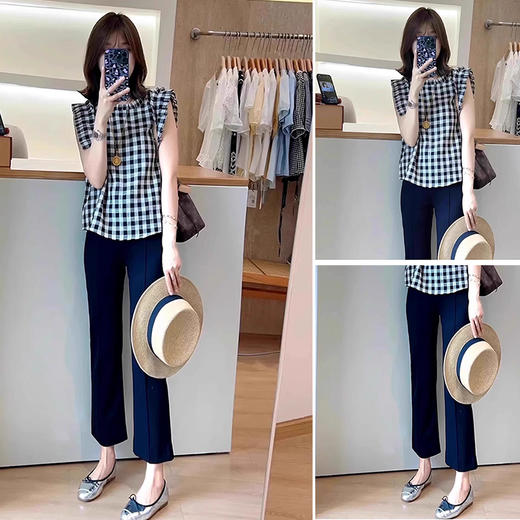 裁缝学苑AQ524后开叉花边小飞袖无袖衬衫纸样休闲裤套装女装裤子版型 商品图1