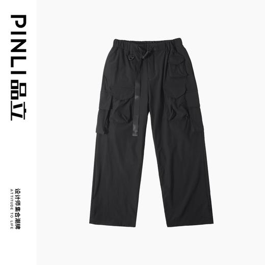 PINLI品立秋季新款潮牌户外束脚工装裤男多口袋直筒休闲长裤B252117020 商品图3