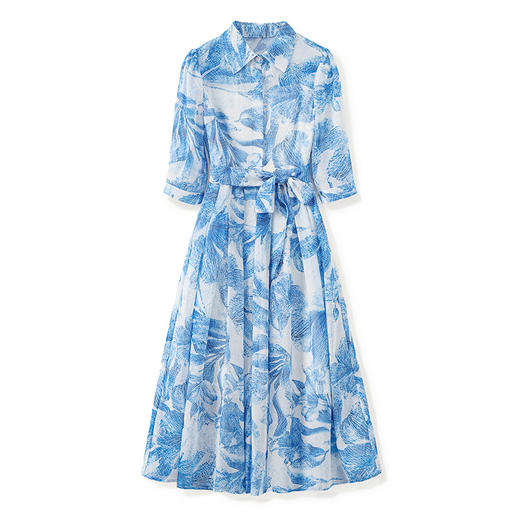 「高货wl」全新升级【铂金会员358/天猫479/差价121】(14905)洛诗琳法式气质女人味连衣裙2025早秋雪纺印花连衣裙女 商品图4