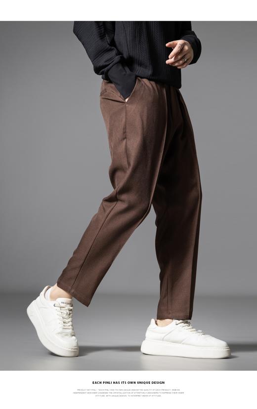 PINLI品立春季新款通勤暗纹捏褶休闲裤男士潮牌百搭简约长裤B253117034 商品图7